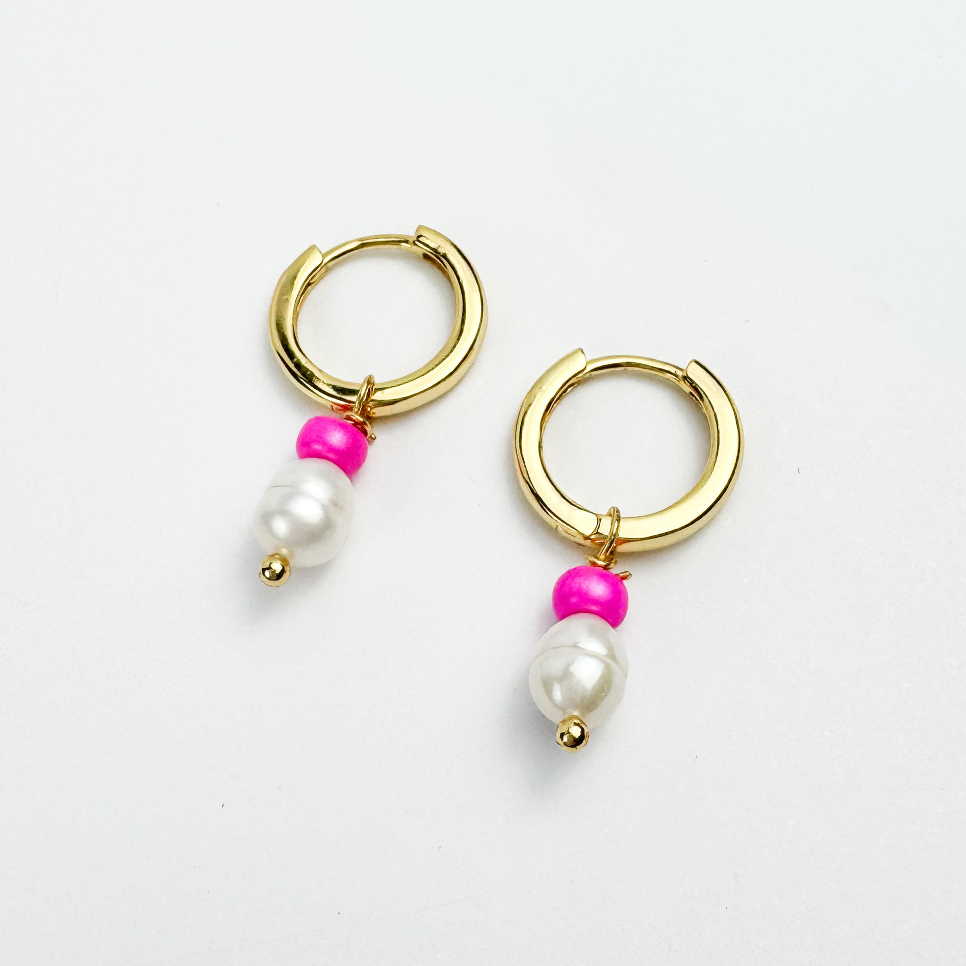 Rose Mini Pearl Gold Huggie Hoops with Removable Charms