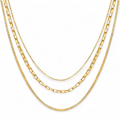 Solea Gold Triple Chain Stacked Effect Necklace - Razzle and Rose Jewellery