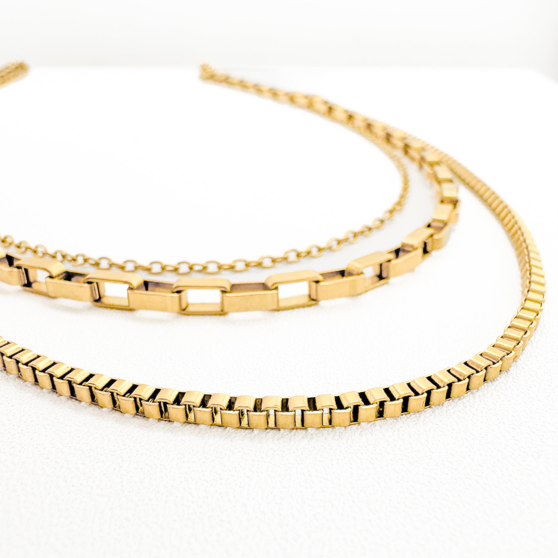 Solea Gold Triple Chain Stacked Effect Necklace - Razzle and Rose Jewellery