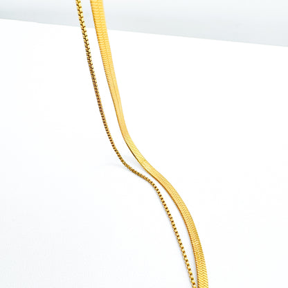 Sonrisa Gold Stacked Effect Double Chain Necklace - Razzle and Rose Jewellery