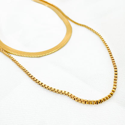 Sonrisa Gold Stacked Effect Double Chain Necklace - Razzle and Rose Jewellery