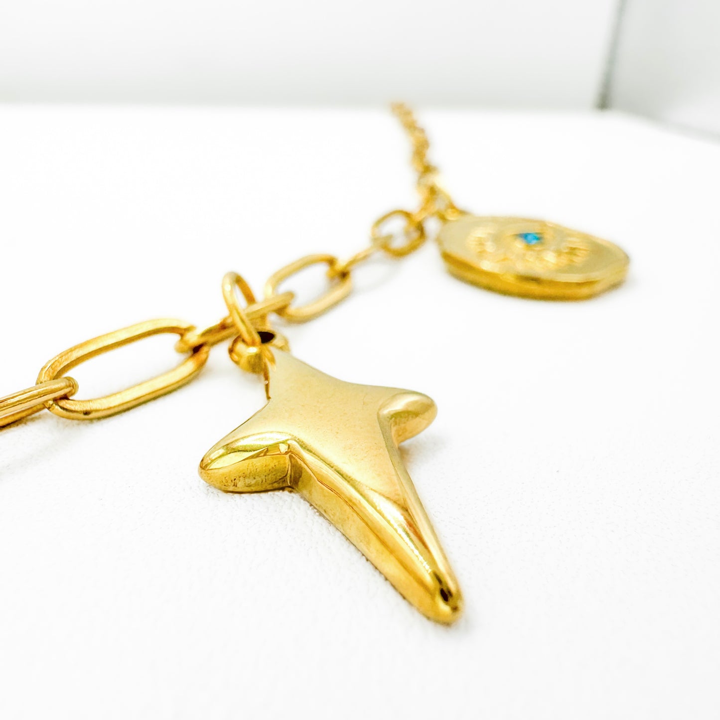 Santorini Gold Chunky Nature Charm Necklace