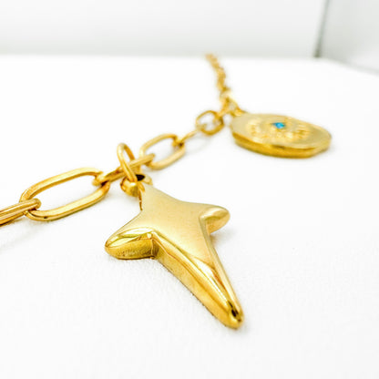 Santorini Gold Chunky Nature Charm Necklace