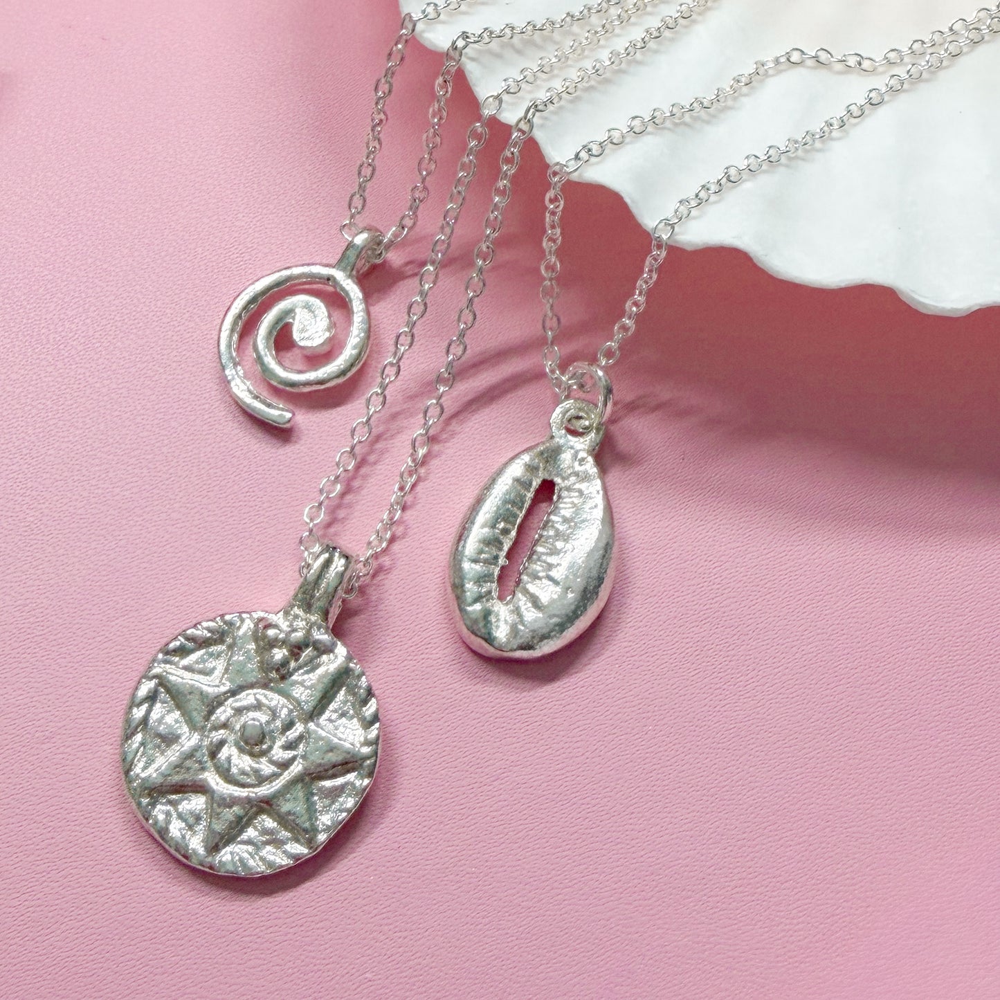 Santorini Silver Swirl Pendant Necklace