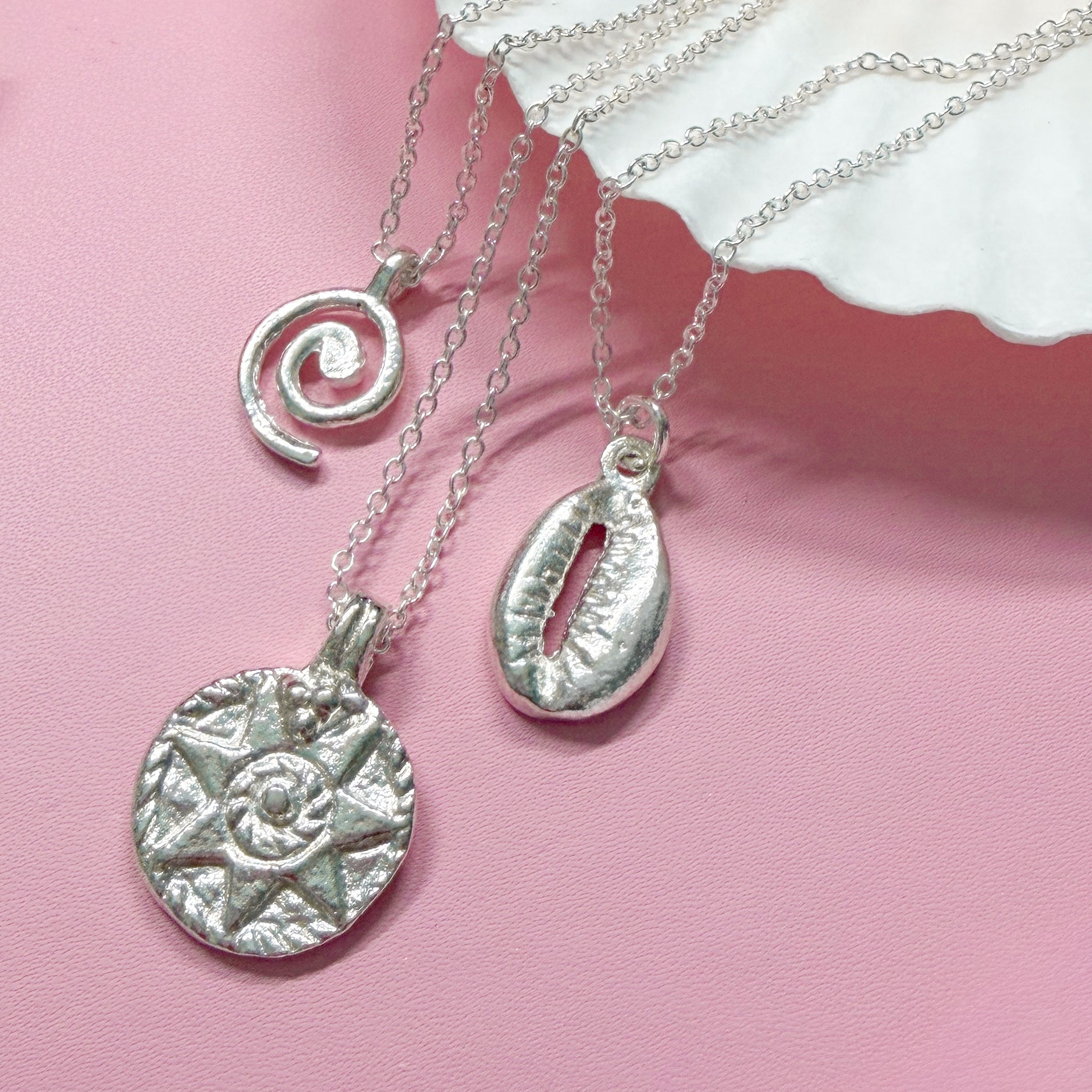 Santorini Silver Swirl Pendant Necklace