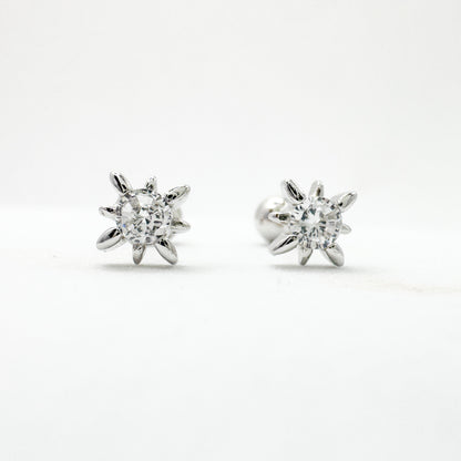 Selene CZ Gemstone Silver Starburst Stud Earrings