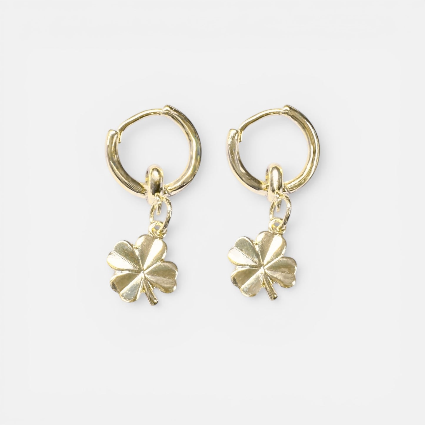 Shona Gold Clover Small Hoops | Removable Charm