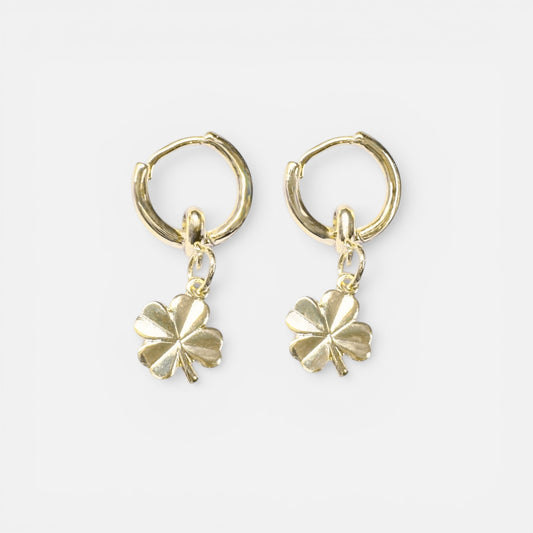 Shona Gold Clover Small Hoops | Removable Charm