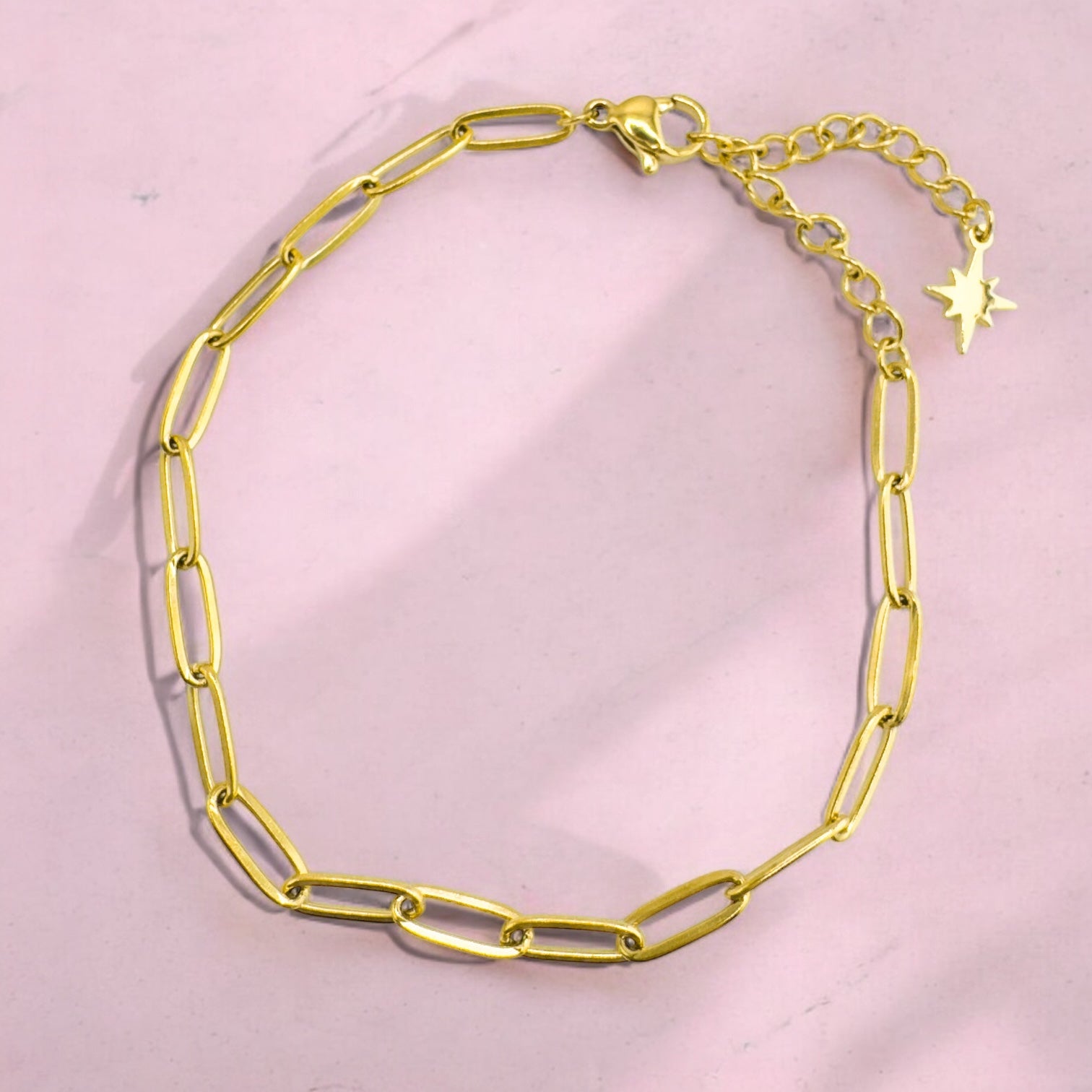 Sienna Gold Fine Paperclip Chain Bracelet