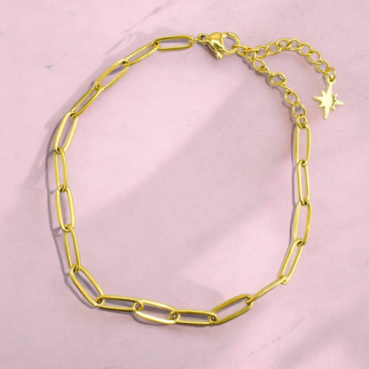 Sienna Gold Fine Paperclip Chain Bracelet