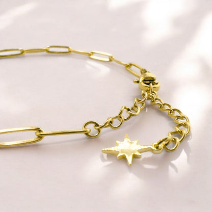 Sienna Gold Fine Paperclip Chain Bracelet