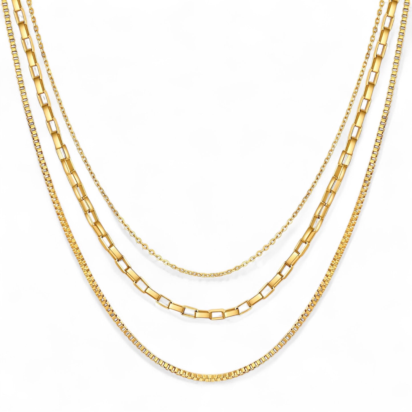 Solea Gold Triple Chain Stacked Effect Necklace