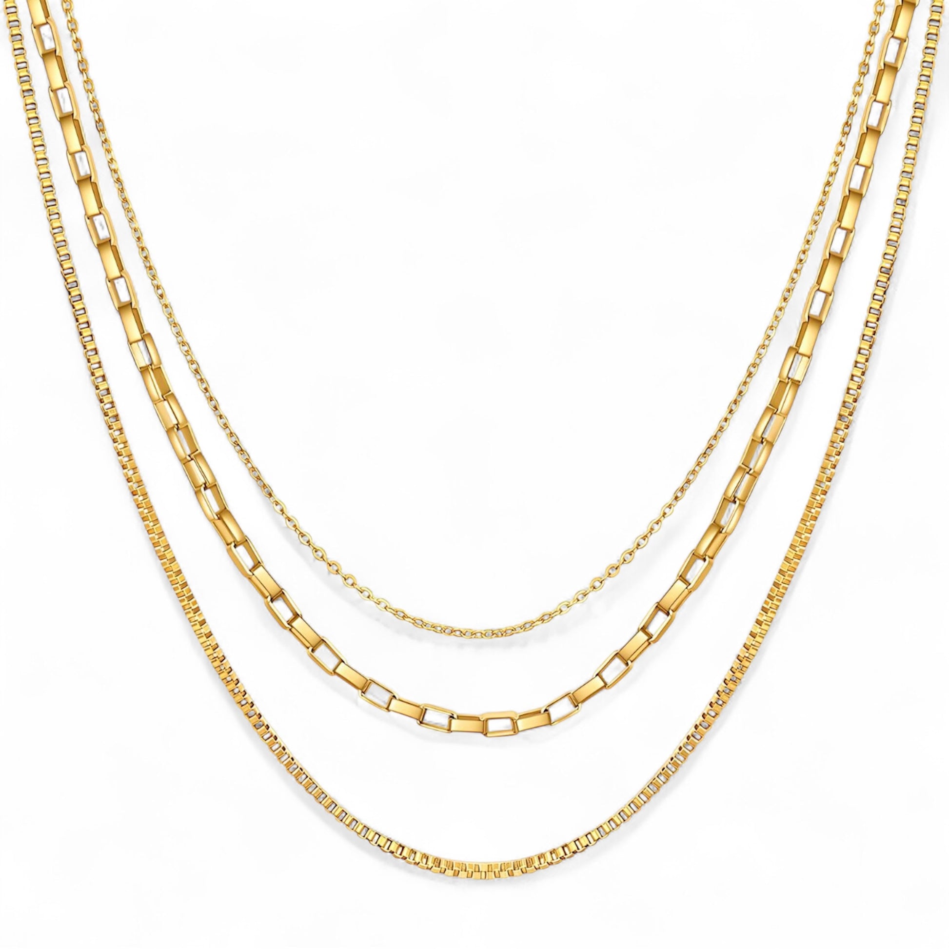 Solea Gold Triple Chain Stacked Effect Necklace