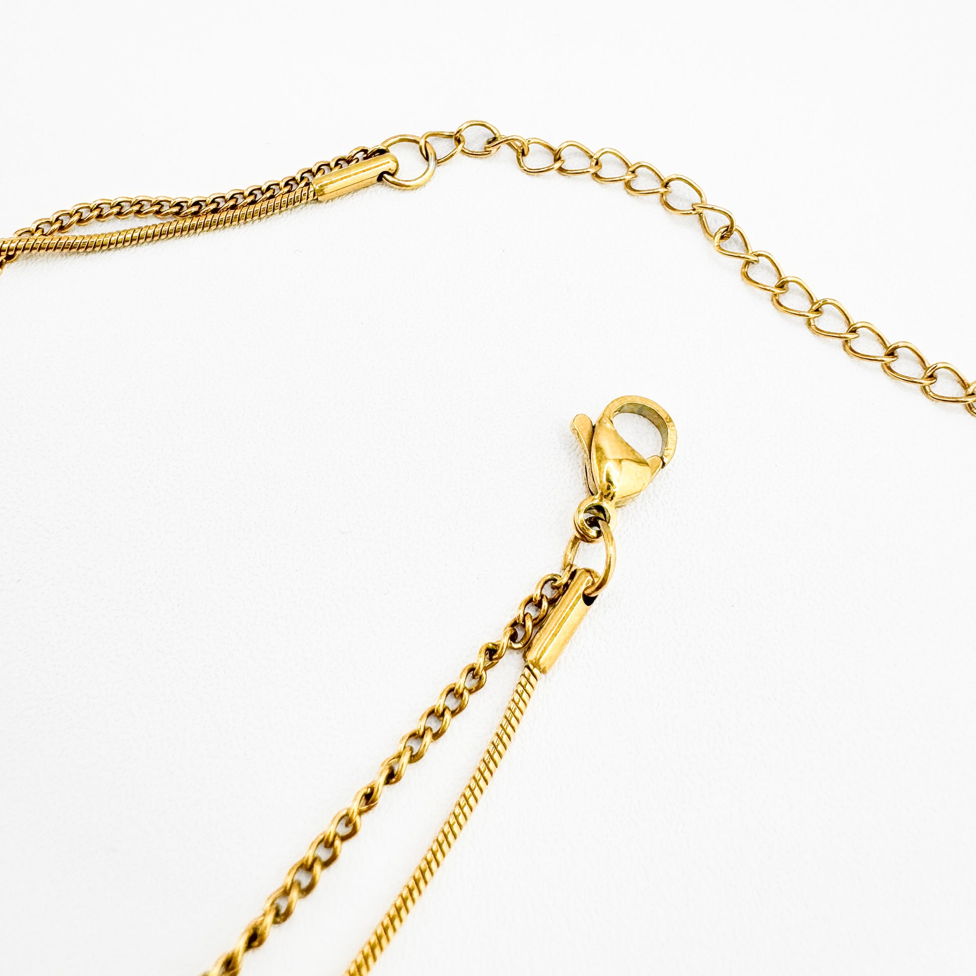 Solene Gold Double Layer Shell Pendant Necklace | Pink