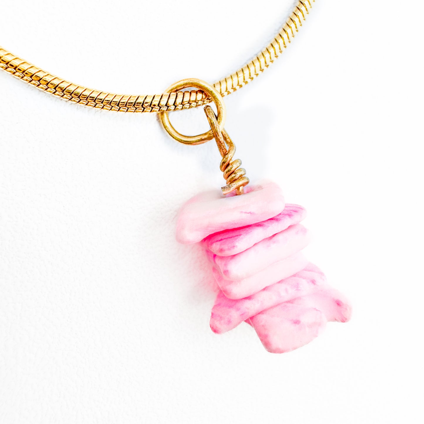 Solene Gold Double Layer Shell Pendant Necklace | Pink