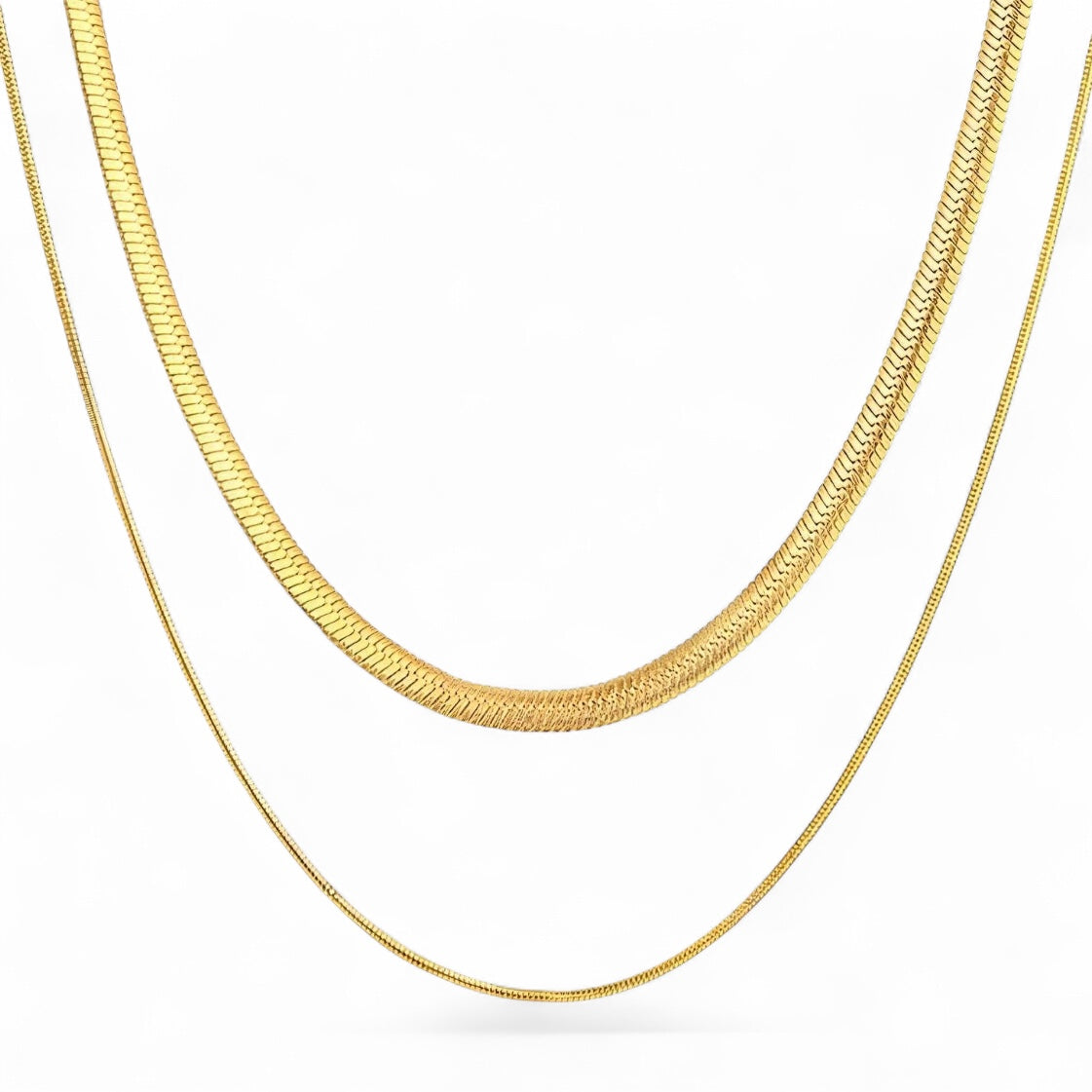 Sonrisa Gold Stacked Effect Double Chain Necklace