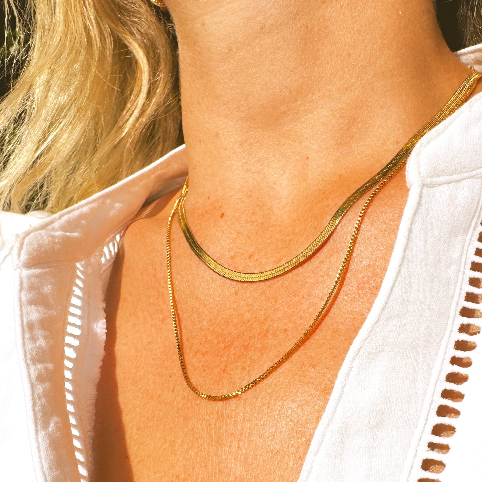 Sonrisa Gold Stacked Effect Double Chain Necklace