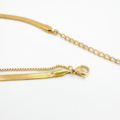 Sonrisa Gold Stacked Effect Double Chain Necklace