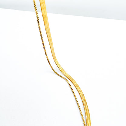 Sonrisa Gold Stacked Effect Double Chain Necklace