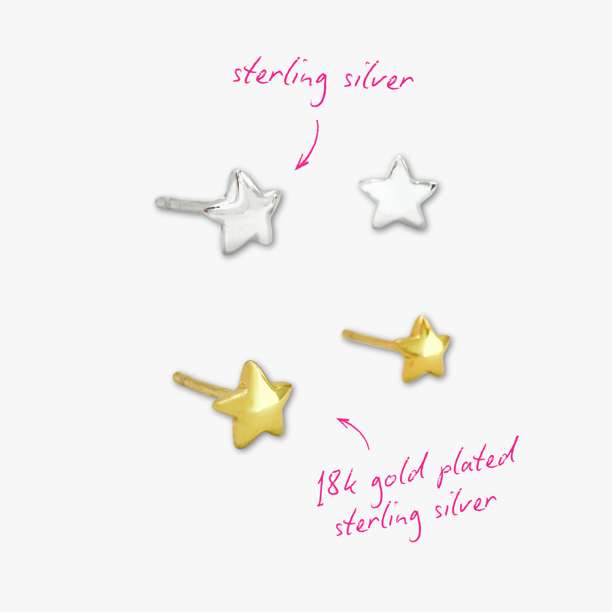 Astra Mini Star Studs | Choose from Gold or Silver