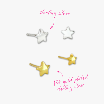 Astra Mini Star Studs | Choose from Gold or Silver