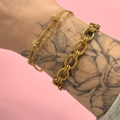 Stella Gold Chunky Double Link Chain Bracelet