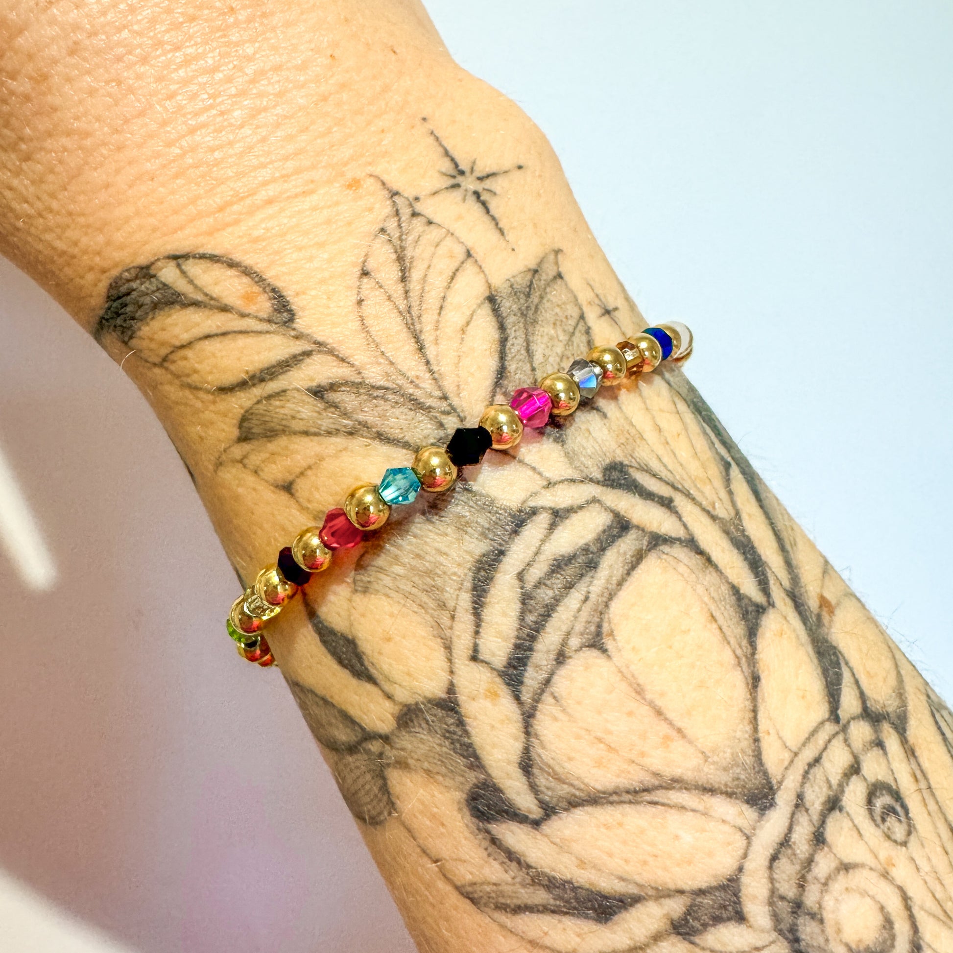 Taylor Colour Crystal Gold Bead Bracelet