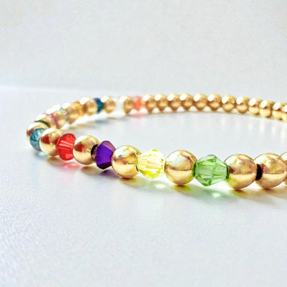 Taylor Colour Crystal Gold Bead Bracelet