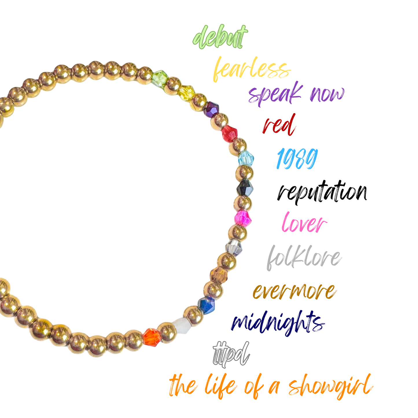 Taylor Colour Crystal Gold Bead Bracelet