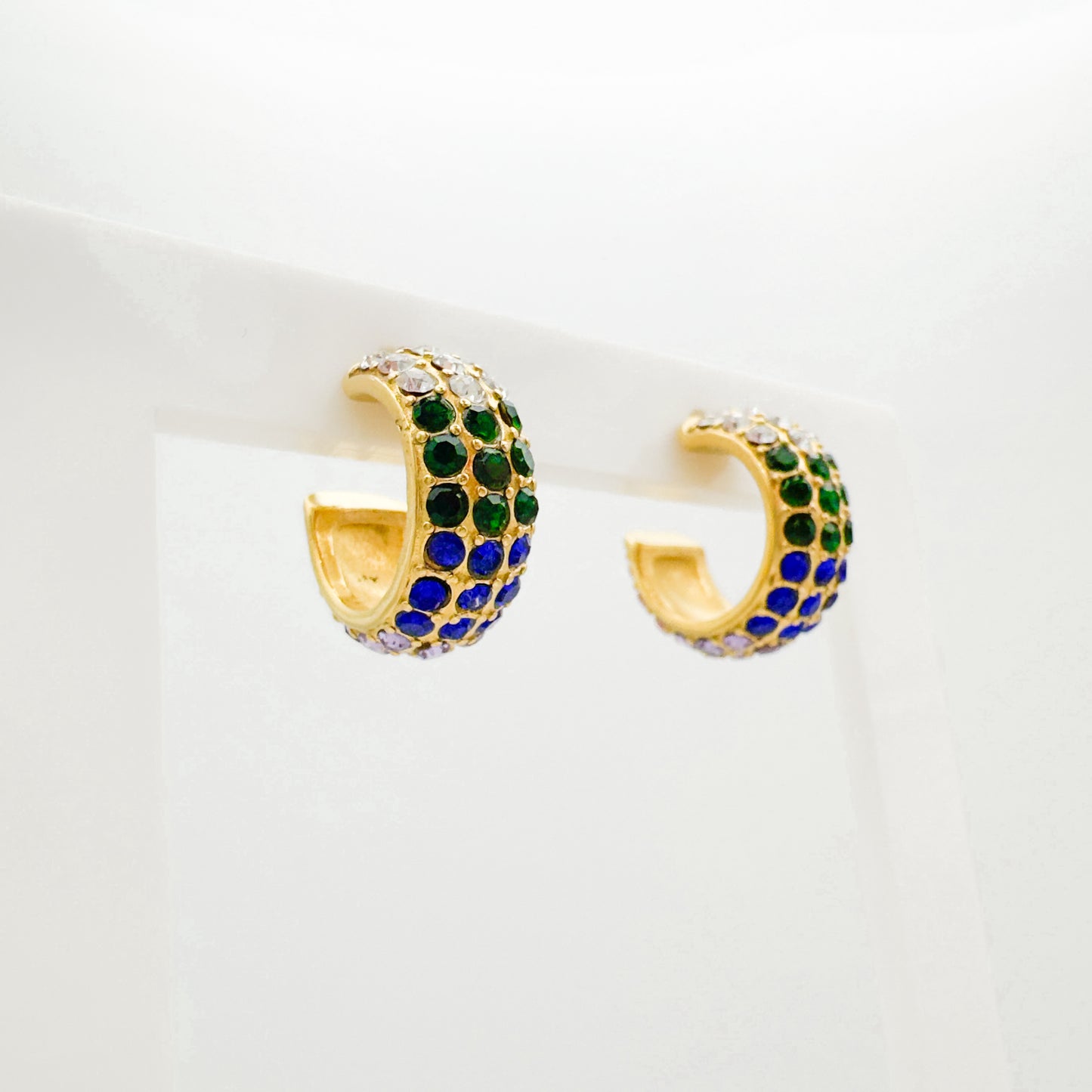 Teija Gold Rainbow Gemstone Chunky Medium Hoop Earrings