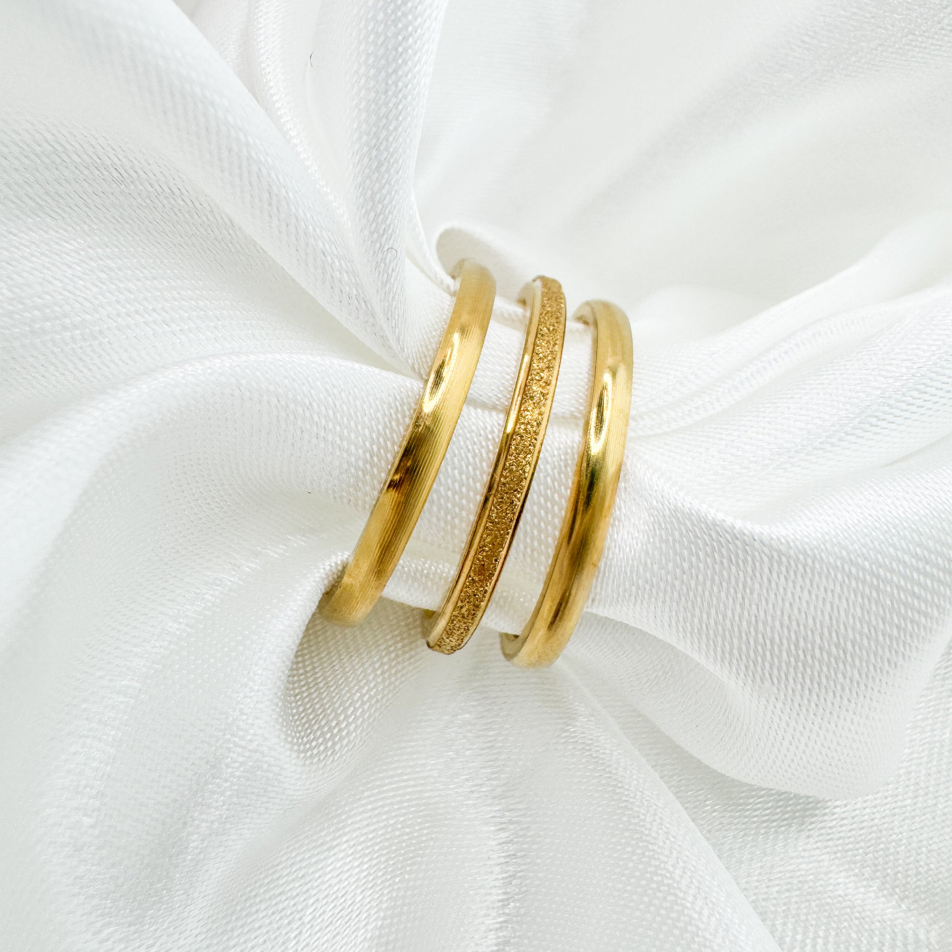 Tia Gold Triple Ring Stack | 3 Piece Set