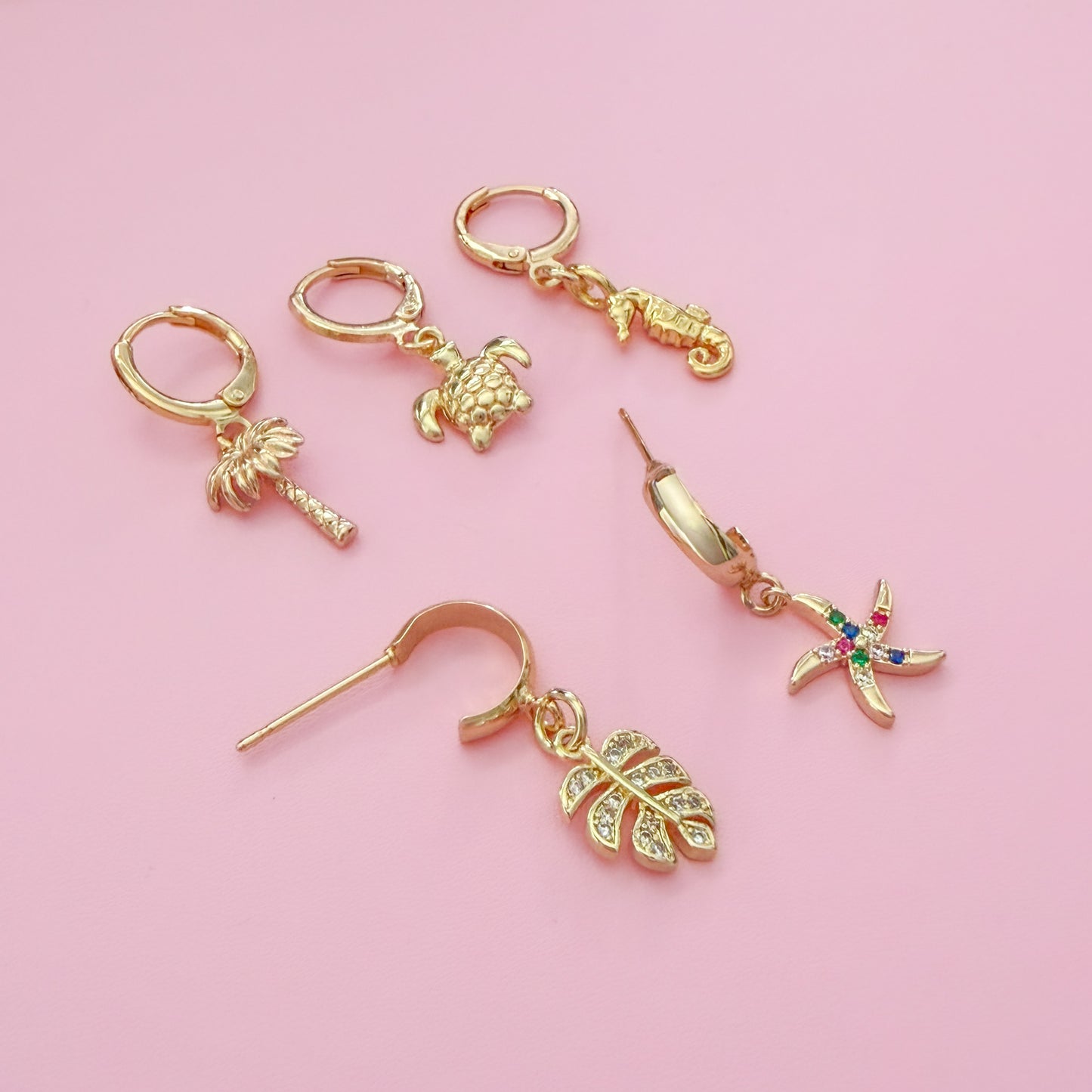 Tortuga Gold Turtle Charm Hoop Earrings
