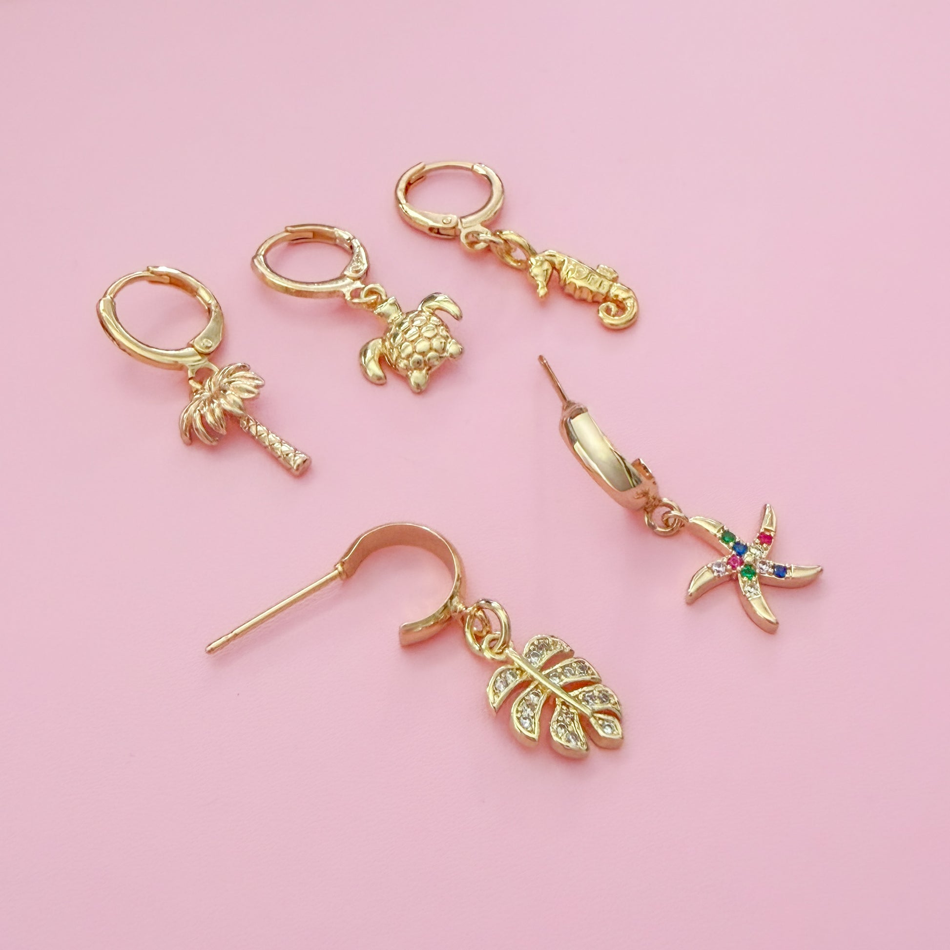 Tortuga Gold Turtle Charm Hoop Earrings