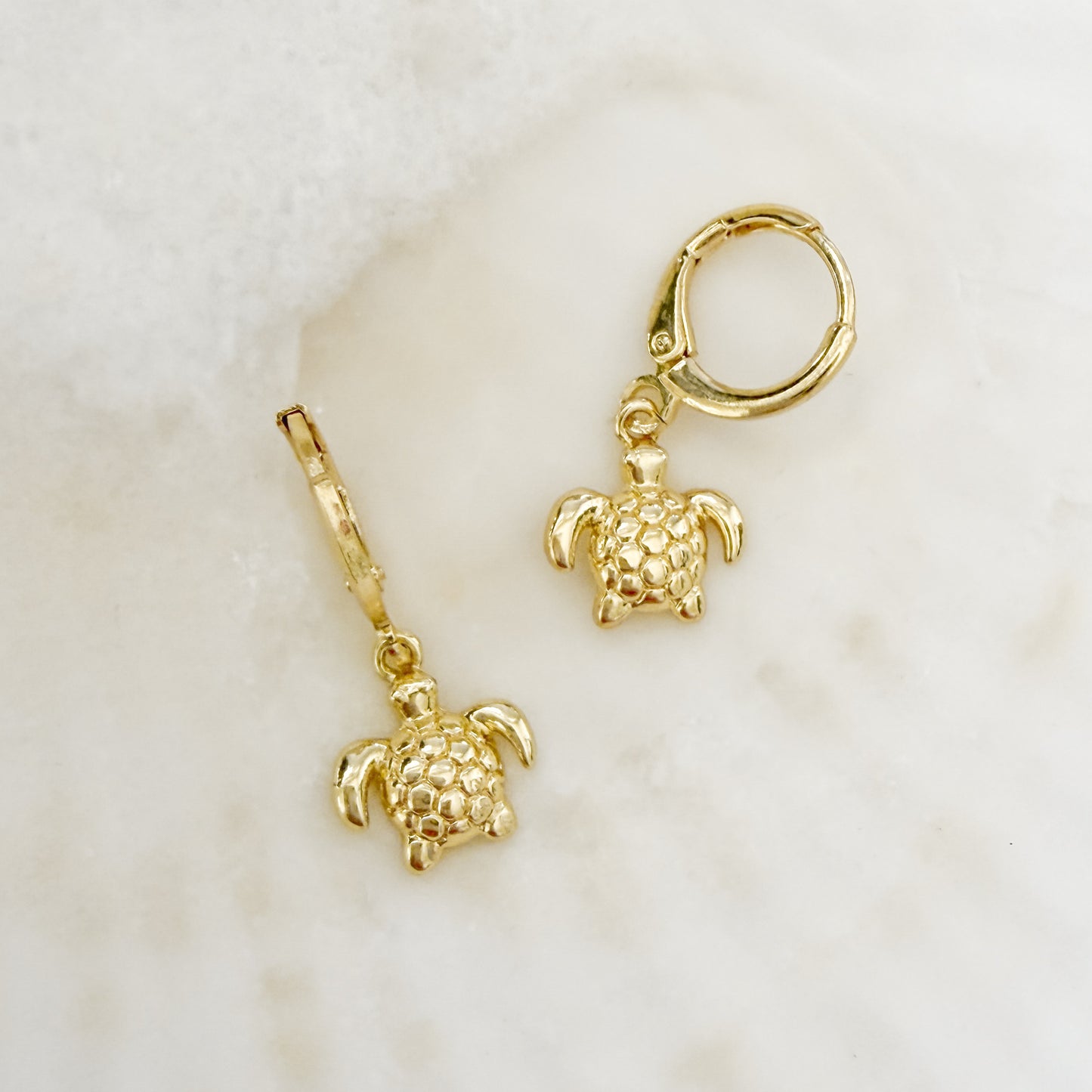 Tortuga Gold Turtle Charm Hoop Earrings
