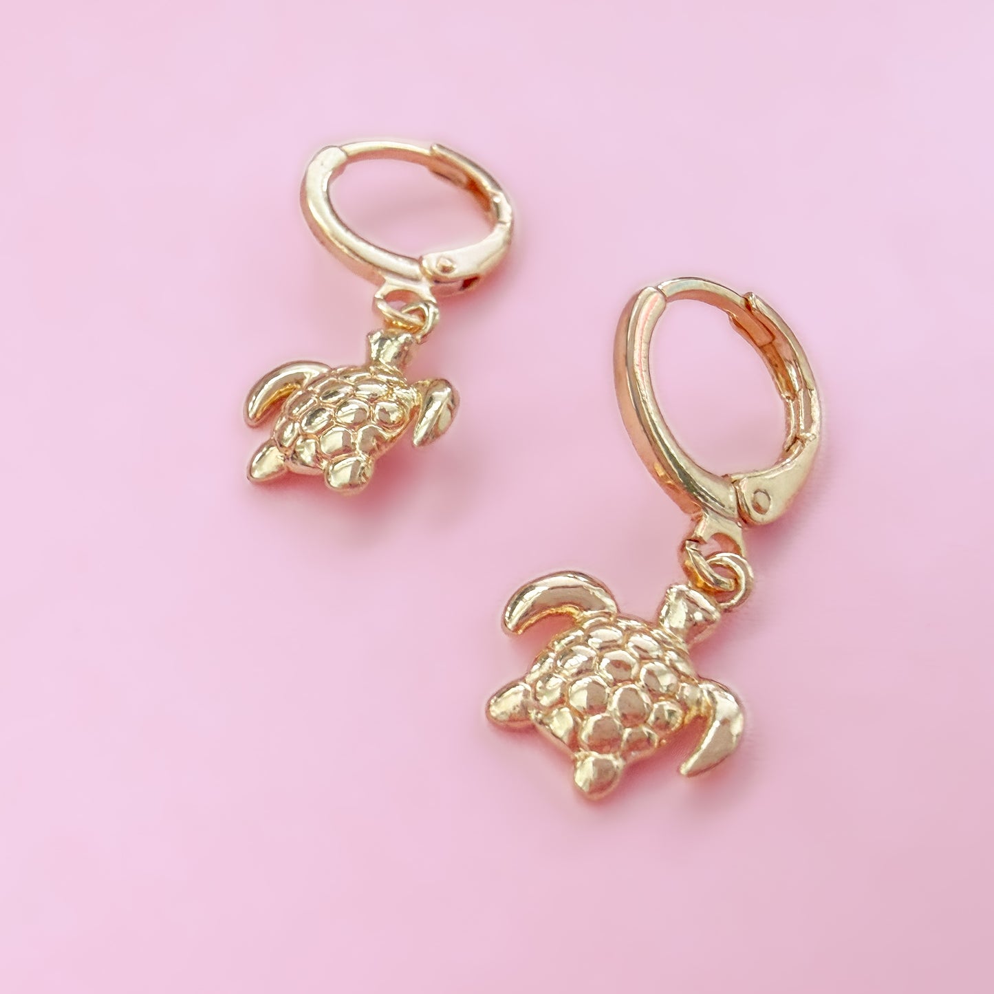 Tortuga Gold Turtle Charm Hoop Earrings