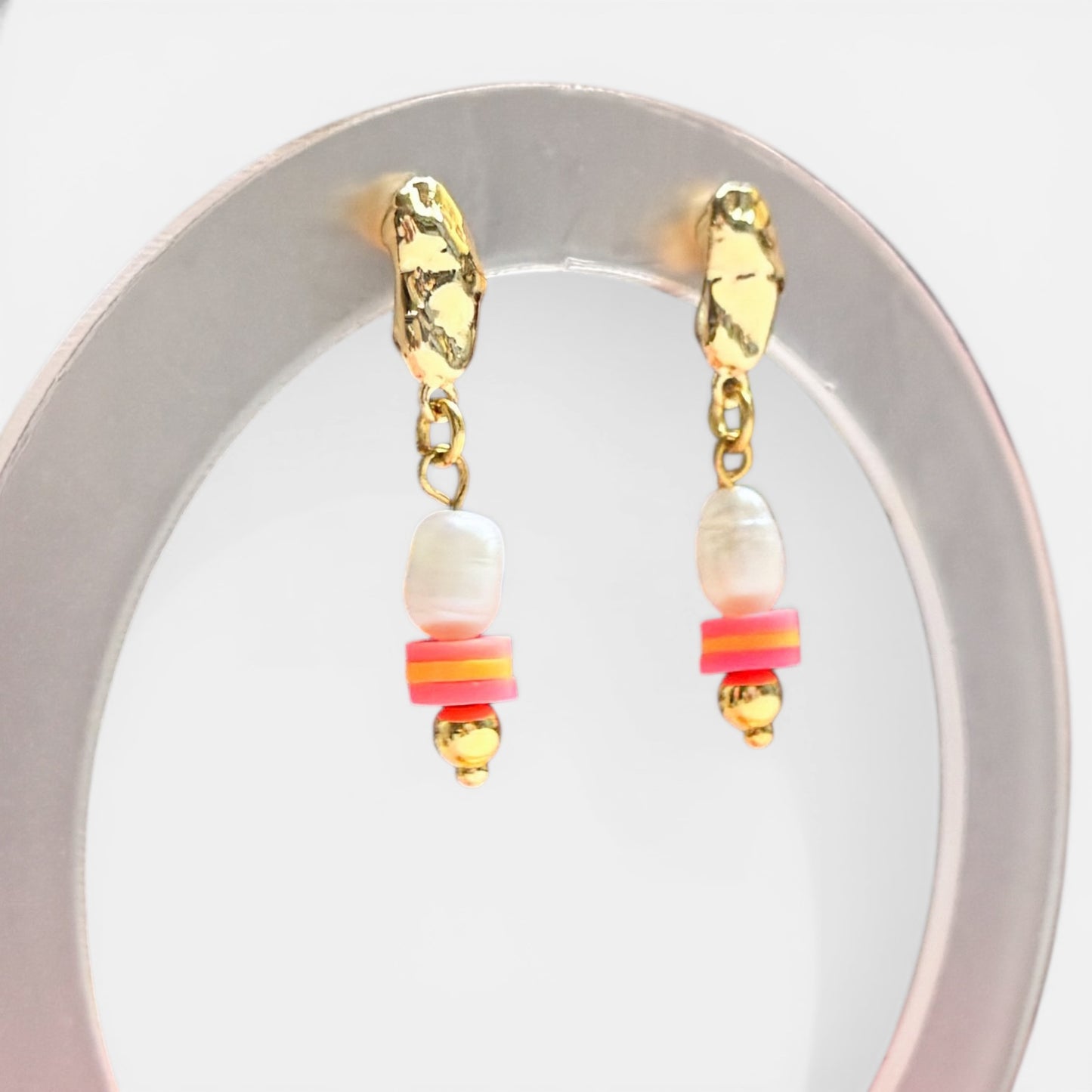 Lola Freshwater Pearl Bead Gold Drop Earrings