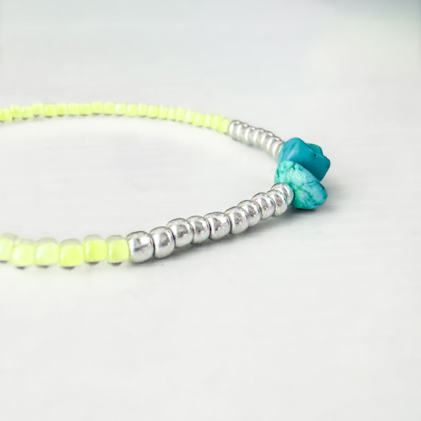 Tulum Silver Neon Beaded Gemstone Bracelet