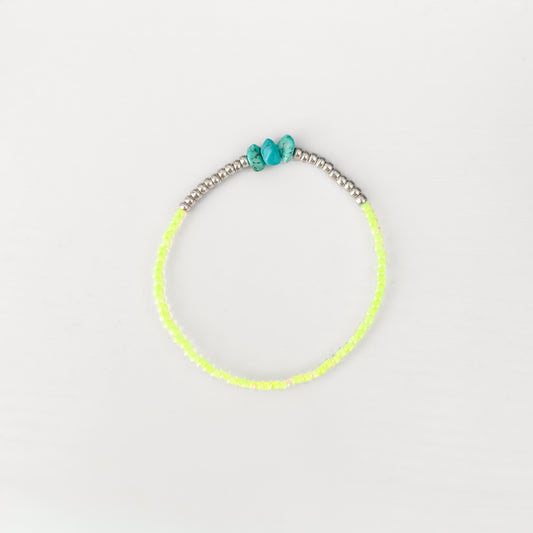 Tulum Silver Neon Beaded Gemstone Bracelet