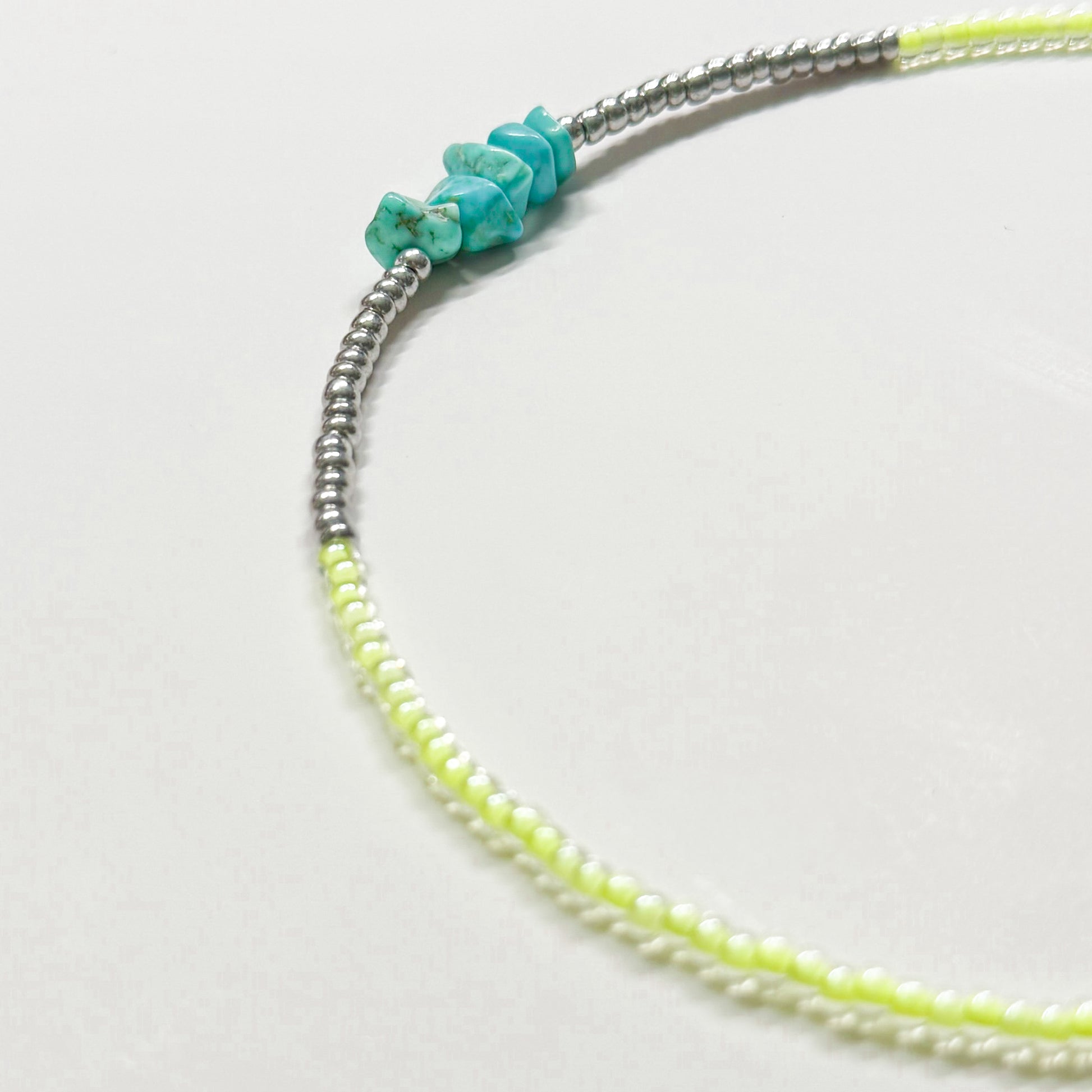 Tulum Silver Neon Beaded Gemstone Necklace