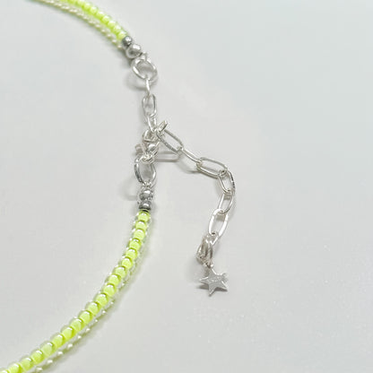 Tulum Silver Neon Beaded Gemstone Necklace