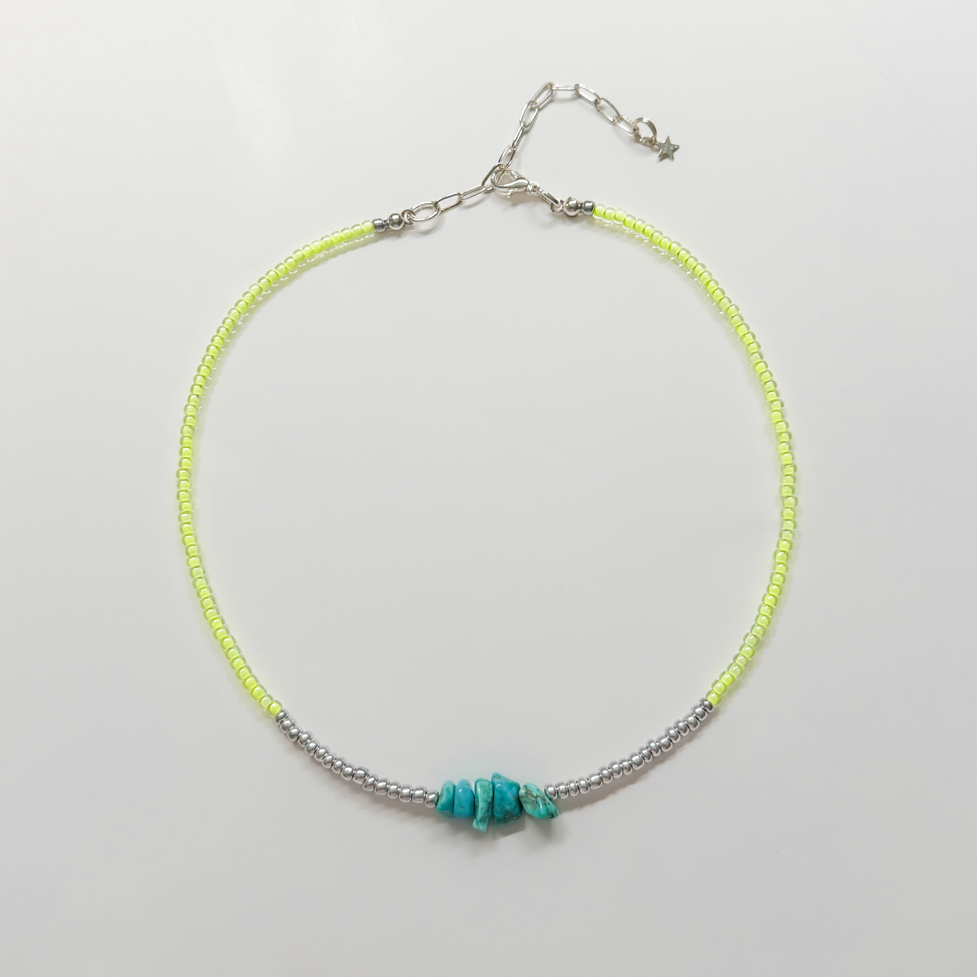 Tulum Silver Neon Beaded Gemstone Necklace