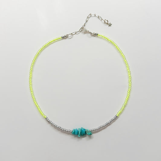 Tulum Silver Neon Beaded Gemstone Necklace