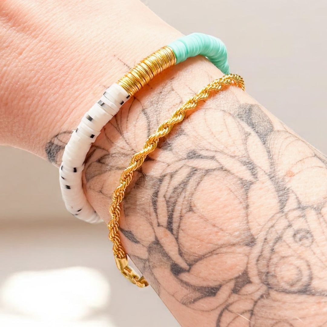 Sofia Turquoise Heishi Clay Bead Bracelet- Razzle and Rose Jewellery