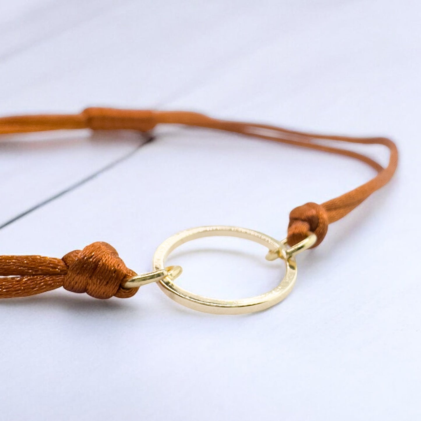 Una Gold Satin Cord Mocha Bracelet | Adjustable