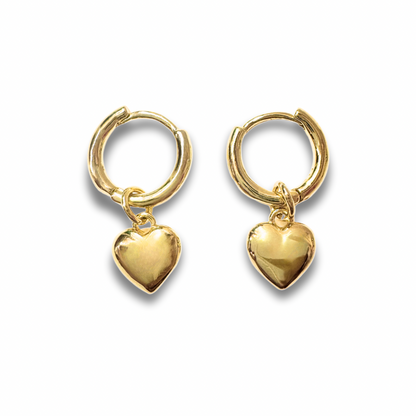 Bea Gold Heart Charm Small Hoop Earrings