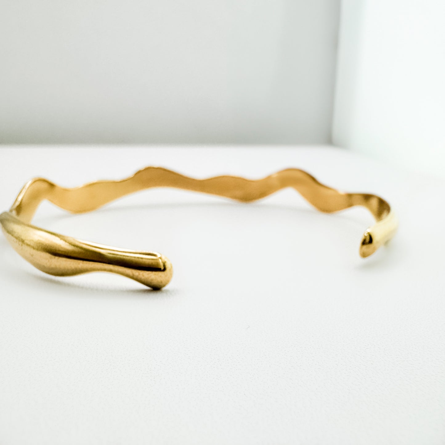 Valencia Gold Wave Bangle Bracelet | Adjustable