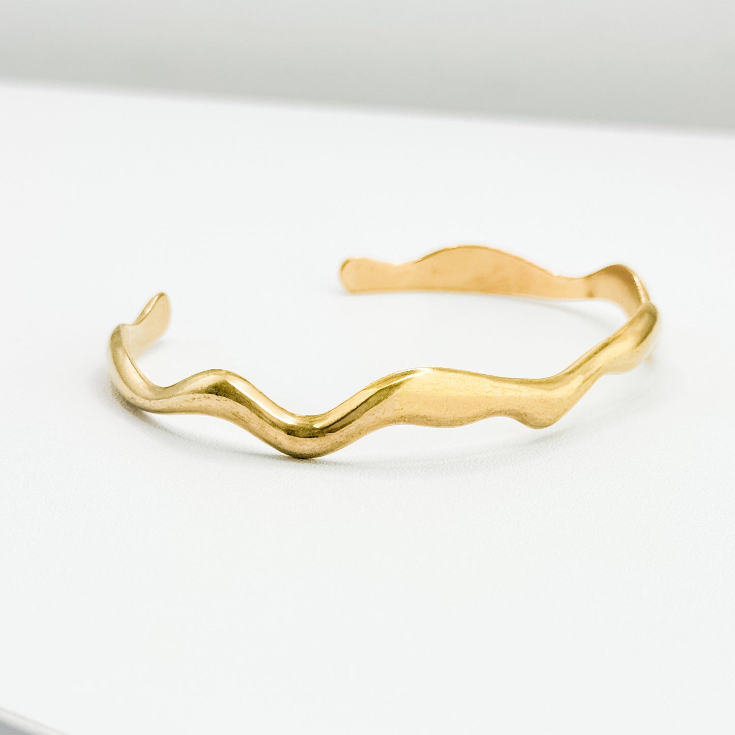 Valencia Gold Wave Bangle Bracelet | Adjustable