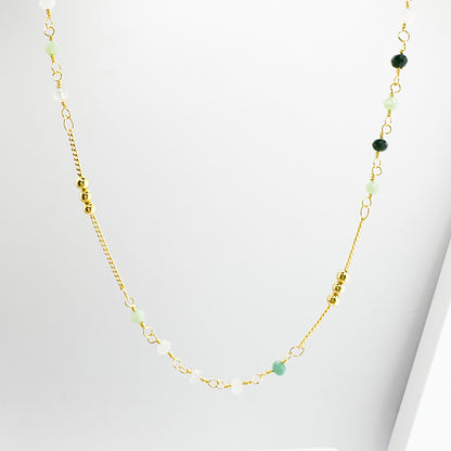 Yasmin Gold Green Bead Chain Necklace