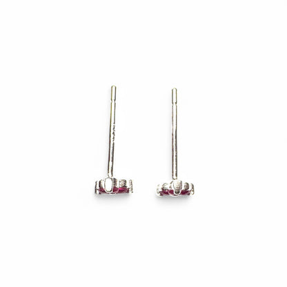 Camellia Triple Gemstone Sterling Silver Stud Earrings Clear | Pink | Lilac.