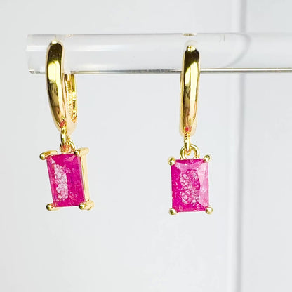 Emily Pink Gemstone Hoop Earrings